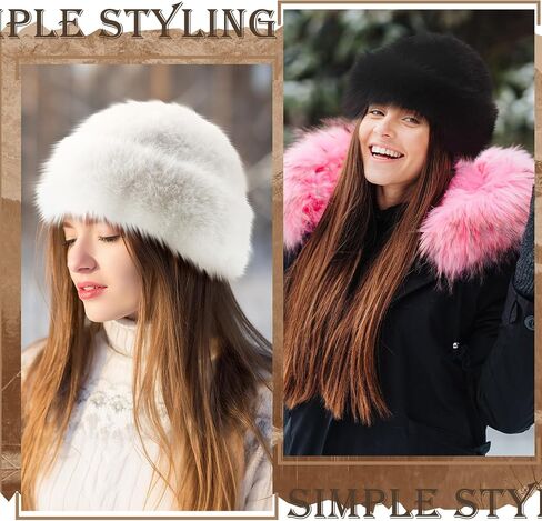 Patelai 4 Pcs Women's Winter Faux Fur Bucket Hat Fisherman Fuzzy Bucket Hat Mongolian Fisherman Cap Beanie for Outdoor in Saudi Arabia