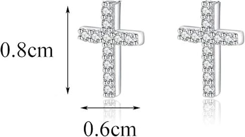Tiny Cross Stud Earrings, 14K Gold Plated CZ Silver Earrings, Hypoallergenic Minimalist Small Stud Earrings for Women Men in Saudi Arabia
