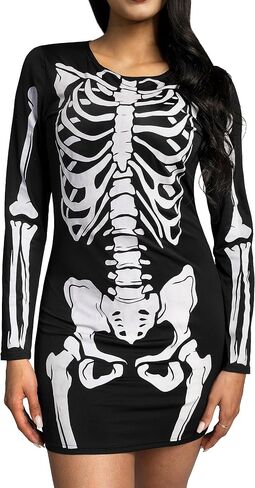 فستان هيكل عظمي من Spooktacular Creations للنساء، زي هيكل عظمي يتوهج في الظلام، أزياء الهالوين للنساء البالغات 2025 in Saudi Arabia