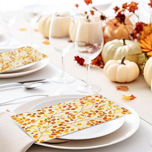 100Pcs Fall Paper Guest Napkins Branches Leaves Bathroom Napkins Autumn Orange Disposable Hand Towel Napkin for Thanksgiving Home Party Supplies in Saudi Arabia