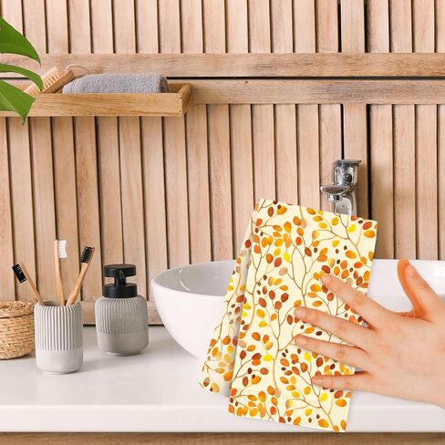 100Pcs Fall Paper Guest Napkins Branches Leaves Bathroom Napkins Autumn Orange Disposable Hand Towel Napkin for Thanksgiving Home Party Supplies in Saudi Arabia