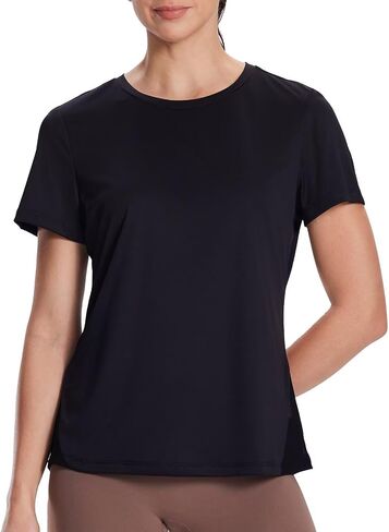 Women's UPF50+ Mesh Workout Top - Soft Breathable Crew Neck Short Sleeve Shirts in Saudi Arabia