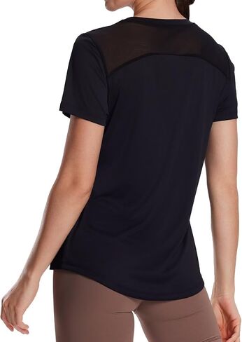 Women's UPF50+ Mesh Workout Top - Soft Breathable Crew Neck Short Sleeve Shirts in Saudi Arabia
