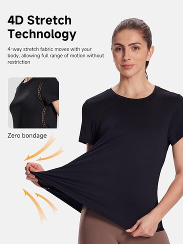 Women's UPF50+ Mesh Workout Top - Soft Breathable Crew Neck Short Sleeve Shirts in Saudi Arabia
