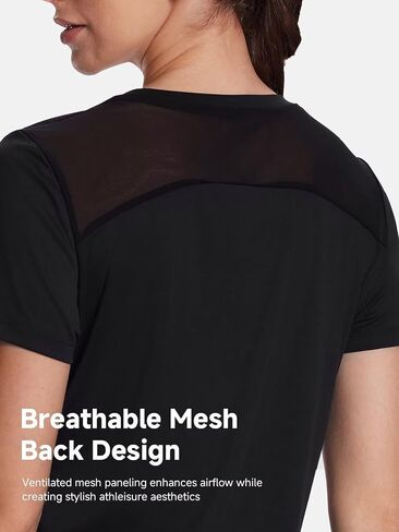 Women's UPF50+ Mesh Workout Top - Soft Breathable Crew Neck Short Sleeve Shirts in Saudi Arabia