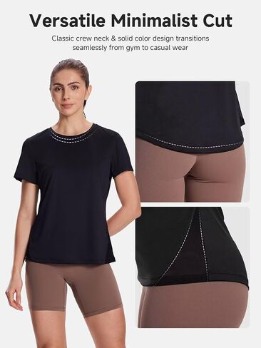 Women's UPF50+ Mesh Workout Top - Soft Breathable Crew Neck Short Sleeve Shirts in Saudi Arabia