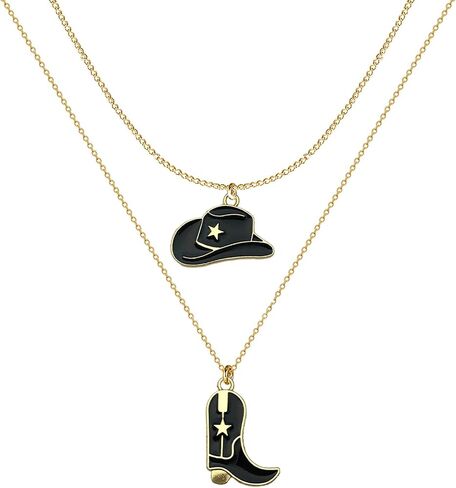 MIFYNN Cowboy Boot Necklace for Women Cowgirl Boot Hat Necklaces 14K Gold Layered Hat Boot Pendant Necklaces Western Country Jewelry Gifts for Girls in Saudi Arabia