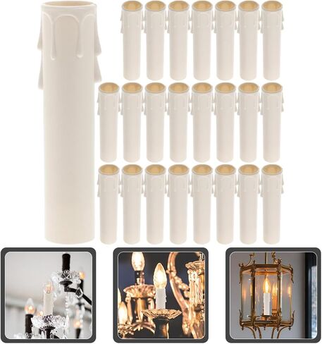 24pcs Candle Covers Sleeves for Chandeliers White Chandelier Socket Holders Easy to Install Candle Sleeves for Home Decor Modern Medieval Style in Saudi Arabia