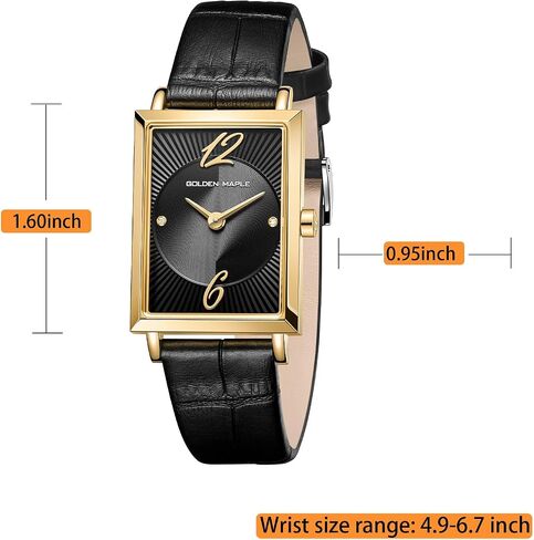 GOLDEN MAPLE Elegant Watches for Women, Swiss Quartz Movement Watch with Two Diamond Markers, Gold Rectangular Stainless Steel Case, Mesh or Leather Band in Saudi Arabia