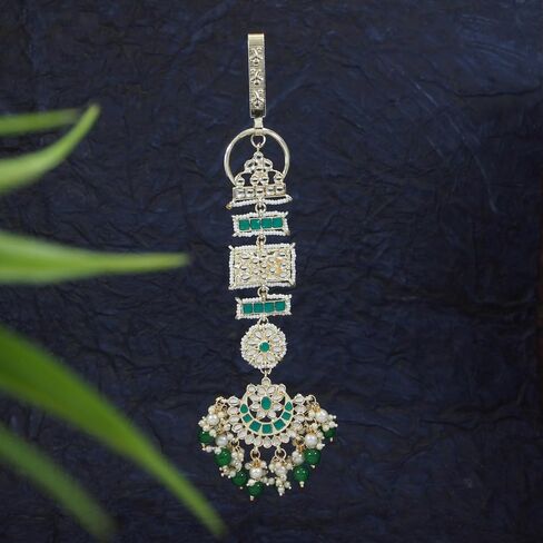 سلسلة مفاتيح للخصر من I Jewels مطلية بالذهب الهندي لحفلات الزفاف بوليوود كوندان واللؤلؤ تشابي تشالا/تشالا للنساء (KC04G) in Saudi Arabia