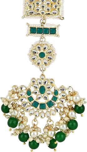 سلسلة مفاتيح للخصر من I Jewels مطلية بالذهب الهندي لحفلات الزفاف بوليوود كوندان واللؤلؤ تشابي تشالا/تشالا للنساء (KC04G) in Saudi Arabia