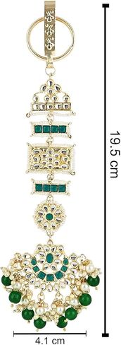 سلسلة مفاتيح للخصر من I Jewels مطلية بالذهب الهندي لحفلات الزفاف بوليوود كوندان واللؤلؤ تشابي تشالا/تشالا للنساء (KC04G) in Saudi Arabia