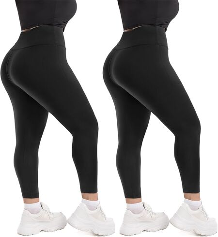 Hethrone 2-Pack Plus Size Leggings for Women, High Waisted Soft Workout Yoga Pants in Saudi Arabia