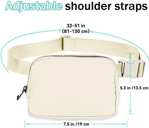 Crossbody Fanny Pack for Women, Mini Belt Bag 1L with Adjustable Strap 32" to 51", Small Waist Bag for Travel Running in Kuwait