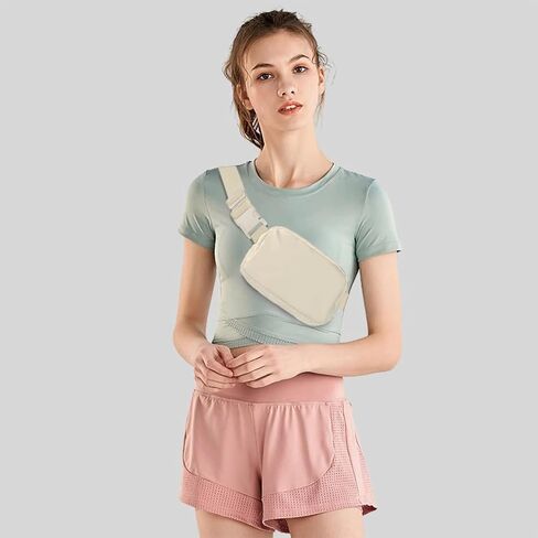 Crossbody Fanny Pack for Women, Mini Belt Bag 1L with Adjustable Strap 32" to 51", Small Waist Bag for Travel Running in Kuwait