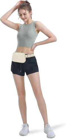 Crossbody Fanny Pack for Women, Mini Belt Bag 1L with Adjustable Strap 32" to 51", Small Waist Bag for Travel Running in Kuwait