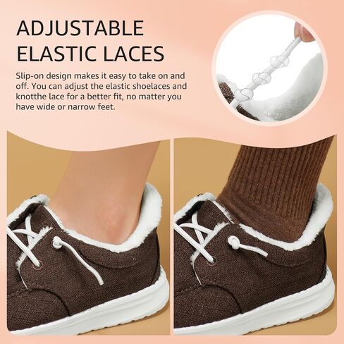 أحذية STQ سهلة الارتداء سهلة الارتداء للنساء بدون كعب للمشي بدون كعب لدعم قوس العظام مبطنة بالفرو من القماش أحذية قارب كاجوال للخريف غامض التهاب اللفافة الأخمصية أحذية رياضية للحمل in Kuwait