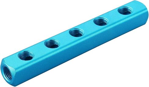 Baomain Manifold Block Pneumatic 3 Way 6 Port 1/4" PT Threaded Ports Quick Connect Air Hose Inline in Kuwait