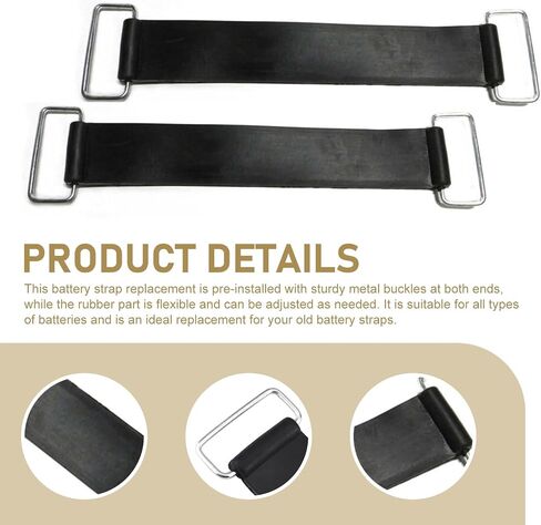 2PCS Motorcycle Battery Straps, Rubber Band Battery Fixed Strap Replacement, Stretchable Battery Strap Holder Belt with Metal Buckles, Motorcycle Scooter Accessories in Saudi Arabia