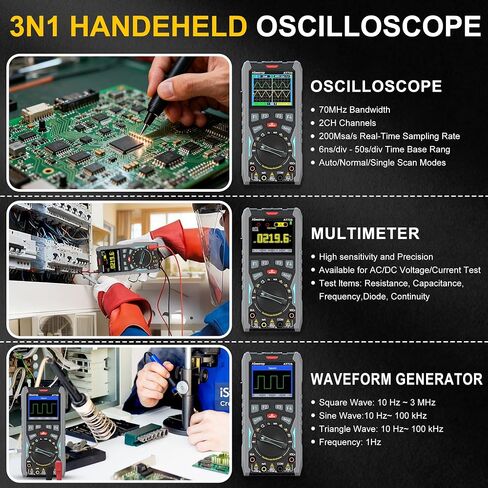 Abestop AT211 Oscilloscope Multimeter 2 in1 Oscilloscope 1MHz Bandwidth 2.5Msps Sampling Rate Meter Function AC/DC Current/Voltage Tester in Saudi Arabia