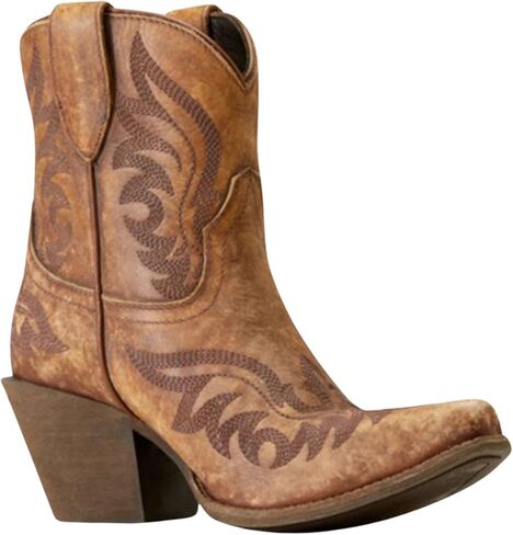 Ariat Womens Chandler مطرزة بمقدمة مدببة سحب على أحذية كاجوال بكعب متوسط ​​للكاحل 2-3 بوصة - أزرق in Kuwait