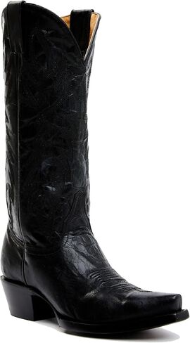 STALOV Cowboy Boots for Women Embroidered Chunky Heel Mid Calf Pointed Toe Pull On Western Fashion Cowgirl Boot in Kuwait