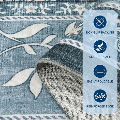 GarveeHome Provence 5x7 Area Rugs, Botanical Grove Sage Green Vintage Cottagecore Non-Slip Washable Rug for Living Room Bedroom Nursery Kitchen Low-Pile Retro Carpet in Saudi Arabia