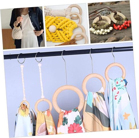 HOMSFOU Curtain Pin Drapery Hooks 60pcs Wooden Rings Cafe Curtain Rings Pin Hooks Clips in Saudi Arabia