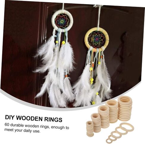 HOMSFOU Curtain Pin Drapery Hooks 60pcs Wooden Rings Cafe Curtain Rings Pin Hooks Clips in Saudi Arabia