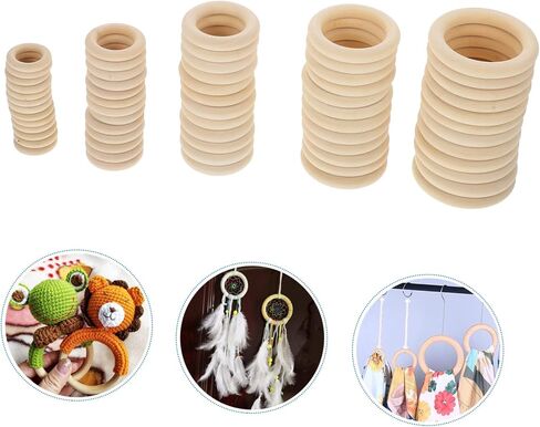HOMSFOU Curtain Pin Drapery Hooks 60pcs Wooden Rings Cafe Curtain Rings Pin Hooks Clips in Saudi Arabia