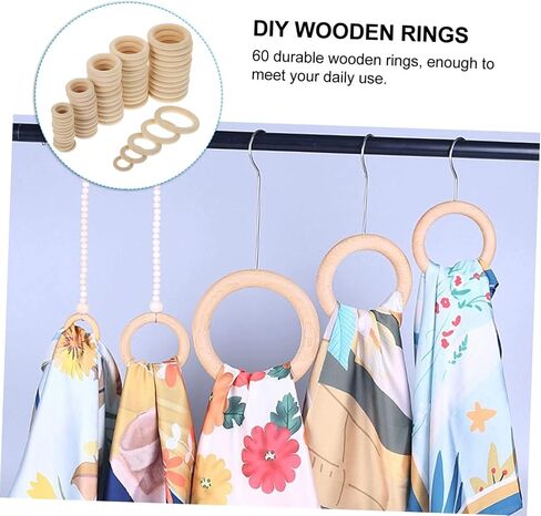 HOMSFOU Curtain Pin Drapery Hooks 60pcs Wooden Rings Cafe Curtain Rings Pin Hooks Clips in Saudi Arabia