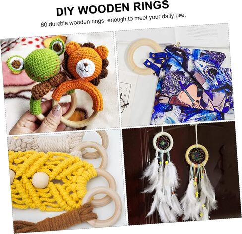 HOMSFOU Curtain Pin Drapery Hooks 60pcs Wooden Rings Cafe Curtain Rings Pin Hooks Clips in Saudi Arabia