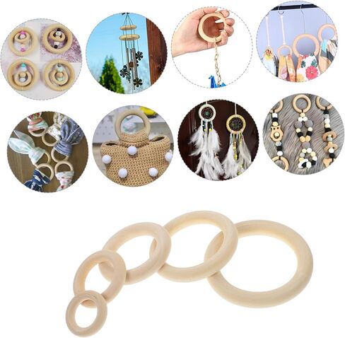 HOMSFOU Curtain Pin Drapery Hooks 60pcs Wooden Rings Cafe Curtain Rings Pin Hooks Clips in Saudi Arabia