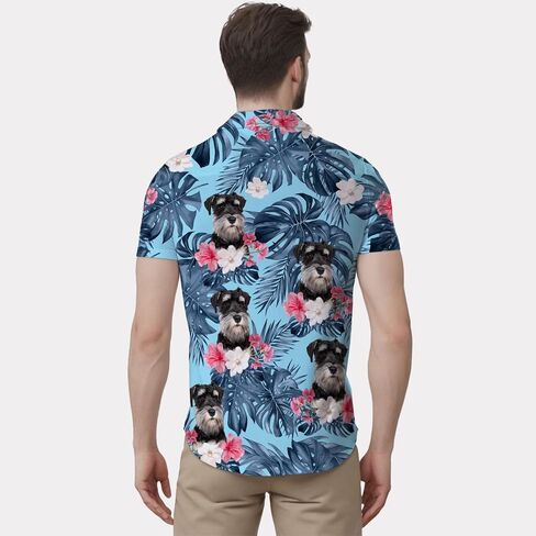 Miniature Schnauzer Hawaiian Shirts for Men,Button Down Beach Casual Shirtss in Saudi Arabia