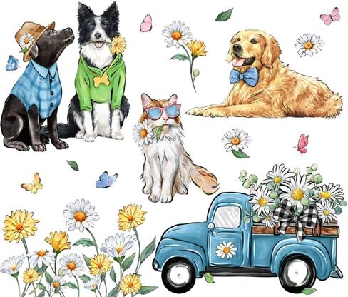 Yovkky 109 PCS Spring Summer Tree Branch Mosaic Birds Window Clings 9 Sheets, Pink Floral Blue Hummingbird Flower Stickers Decals Decor, Butterfly Seasonal Home Kitchen Decorations in Kuwait