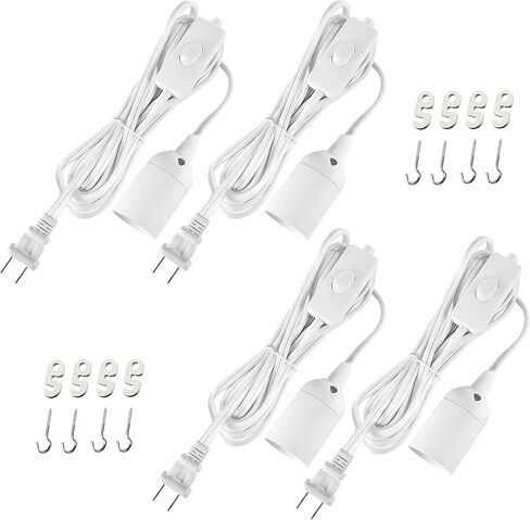 Simple Deluxe 20 Feet Extension Hanging Lantern Pendant Light Lamp Cord Cable E26 Socket (No Bulb Included), White in Saudi Arabia