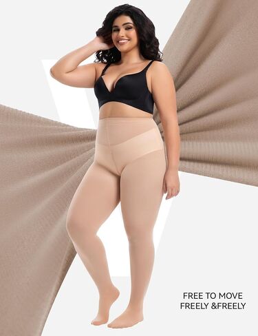 Plus Size Tights for Women, Run-Resistant High Waist Oversize Pantyhose, Semi Opaque Nylon Tights 1X, 2X, 3X, 4X in Saudi Arabia