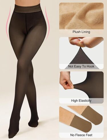 Fleece Lined Tights Sheer Women Thermal Tights Fake Faux Translucent Warm Pantyhose Leggings S-XXL in Saudi Arabia