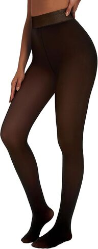 Fleece Lined Tights Sheer Women Thermal Tights Fake Faux Translucent Warm Pantyhose Leggings S-XXL in Saudi Arabia