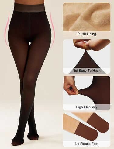 Fleece Lined Tights Sheer Women Thermal Tights Fake Faux Translucent Warm Pantyhose Leggings S-XXL in Saudi Arabia