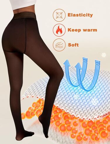 Fleece Lined Tights Sheer Women Thermal Tights Fake Faux Translucent Warm Pantyhose Leggings S-XXL in Saudi Arabia