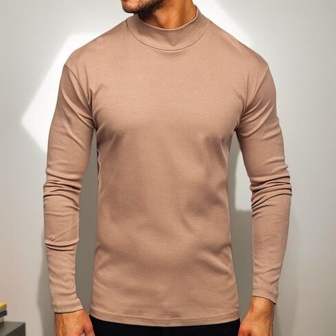 Mens Half Turtleneck Long Sleeve Thermal Stretchy Pullover Basic Lightweight Undershirt Slim Fit Sweaters in Saudi Arabia