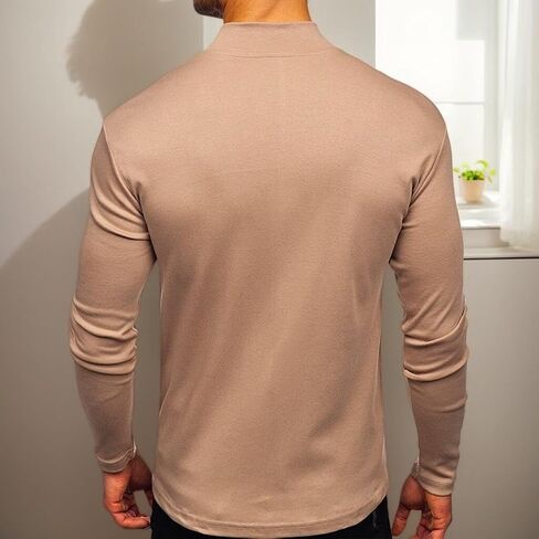 Mens Half Turtleneck Long Sleeve Thermal Stretchy Pullover Basic Lightweight Undershirt Slim Fit Sweaters in Saudi Arabia