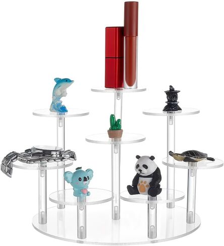 PH PandaHall Acrylic Riser Display Shelf 8-Tier Clear Risers Stand Multilevel Round Acrylic Stands Mini Figure Display Riser Stand Collectibles Organizer Holder for Cupcake Collectibles Christmas in Saudi Arabia