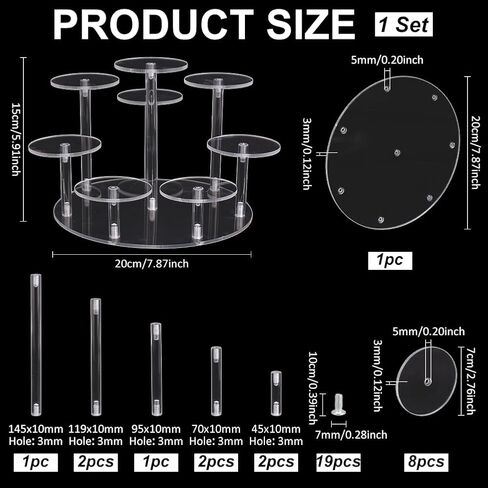 PH PandaHall Acrylic Riser Display Shelf 8-Tier Clear Risers Stand Multilevel Round Acrylic Stands Mini Figure Display Riser Stand Collectibles Organizer Holder for Cupcake Collectibles Christmas in Saudi Arabia