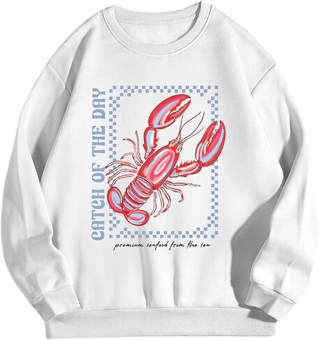 Verdusa Women's Lobster Sweatshirt Streetwear Drop Shoulder Pullover Tops in Saudi Arabia