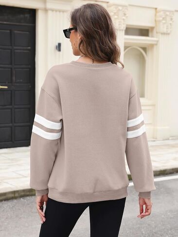 TICTICMIMI Women's Crewneck Sweatshirts Long Sleeve Striped Tops Loose Fall Shirts in Saudi Arabia