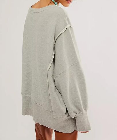 Oversized Graphic Sweatshirts Women Y2k Crewneck Vintage Long Sleeve Shirts Drop Shoulder Jacket Sweater in Kuwait