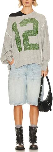 Oversized Graphic Sweatshirts Women Y2k Crewneck Vintage Long Sleeve Shirts Drop Shoulder Jacket Sweater in Kuwait