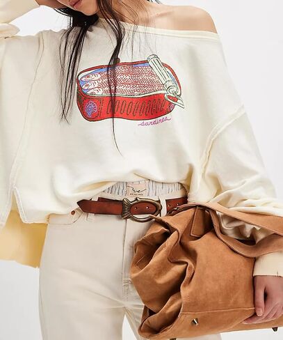 Oversized Graphic Sweatshirts Women Y2k Crewneck Vintage Long Sleeve Shirts Drop Shoulder Jacket Sweater in Kuwait